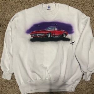White Car Graphic Men's Sweater